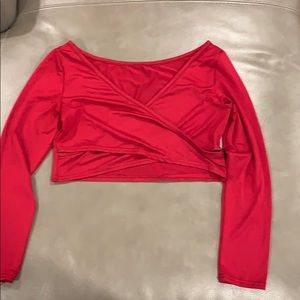 Dark red Cross front crop top